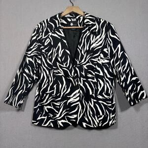 First Option Abstract Blazer XL Black White Zebra Artsy Statement Maximalist